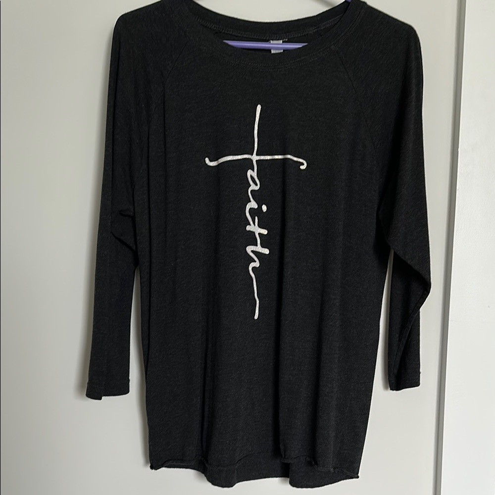 Women's Black Faith 3/4 Sleeve Top